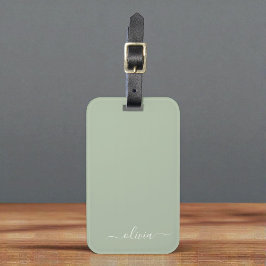 Sage Grönt Minimalist Modern Monogram-Elegant Bagagebricka