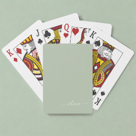 Sage Grönt Minimalist Modern Monogram-Elegant Casinokort