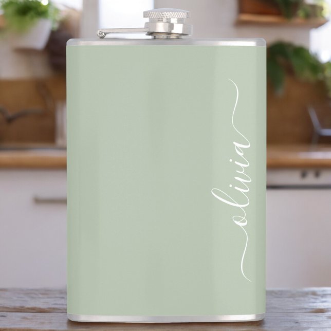 Sage Grönt Minimalist Modern Monogram-Elegant Fickplunta (Skapare uppladdad)