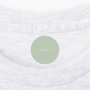 Sage Grönt Minimalist Modern Monogram-Elegant Klistermärke