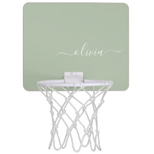 Sage Grönt Minimalist Modern Monogram-Elegant Mini-Basketkorg