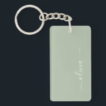 Sage Grönt Minimalist Modern Monogram-Elegant Nyckelring<br><div class="desc">Vi presenterar vår minimalistiska Modern Monogram Elegant Collection för Sage-Grönten: Öka din estetik med en sofistikerad och tidlös elegans. Vår samling visar minimalistiska mönster i en stillastående grönt, kompletterad med raffinerade monogram som är skräddarsydda efter ditt personliga stil. Från polerat kontorsmaterial till mångsidiga tillbehör är varje biet i vår samling...</div>
