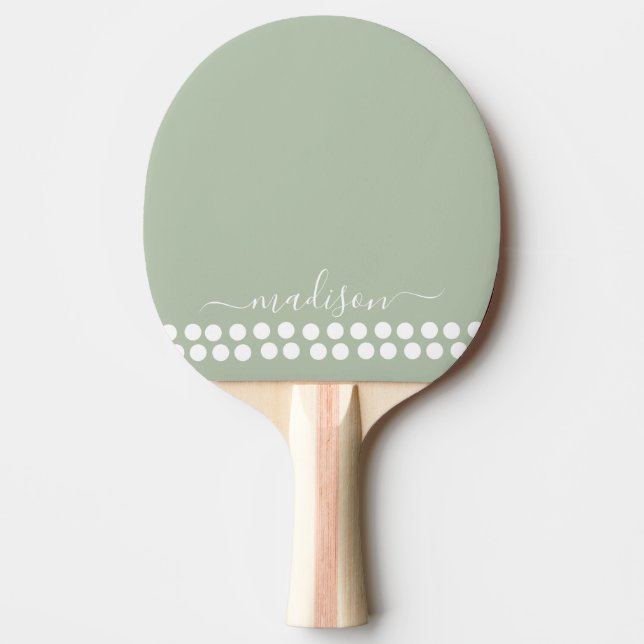Sage Grönt Minimalist Modern Monogram-Elegant Pingisracket (Framsidan)