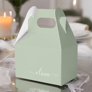 Sage Grönt Minimalist Modern Monogram-Elegant Presentaskar