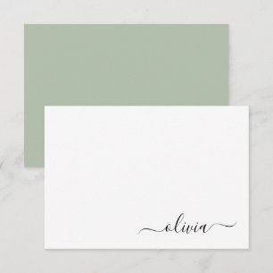 Sage Grönt Minimalist Modern Monogram-Elegant Tack Kort