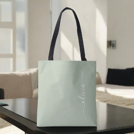 Sage Grönt Minimalist Modern Monogram-Elegant Tygkasse