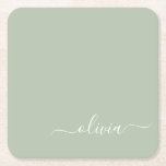 Sage Grönt Minimalist Modern Monogram-Elegant Underlägg Papper Kvadrat<br><div class="desc">Vi presenterar vår minimalistiska Modern Monogram Elegant Collection för Sage-Grönten: Öka din estetik med en sofistikerad och tidlös elegans. Vår samling visar minimalistiska mönster i en stillastående grönt, kompletterad med raffinerade monogram som är skräddarsydda efter ditt personliga stil. Från polerat kontorsmaterial till mångsidiga tillbehör är varje biet i vår samling...</div>