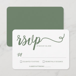 Sage Grönt Minimalist Modern Script Bröllop OSA Kort