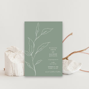Sage Grönt minimalist Olive Löv Gren Greenery Spara Datumet