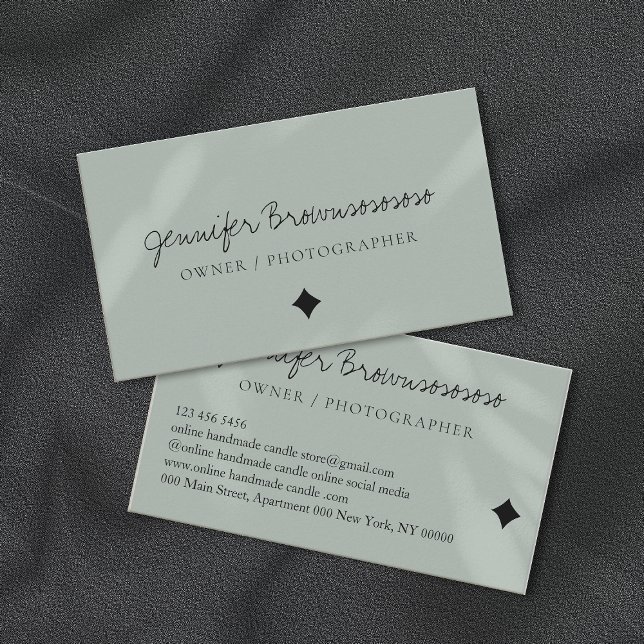 Sage Grönt minimalist professionell calligraphy Visitkort (Skapare uppladdad)