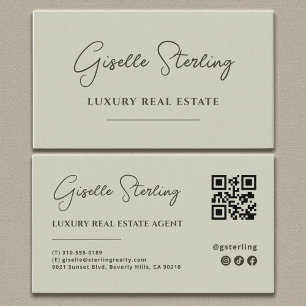 Sage Grönt Minimalist QR-kod Visitkort