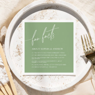 Sage Grönt Minimalist Roligt Facts Bröllop Napkins Pappersservett