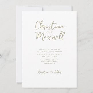 Sage Grönt Minimalist Script-bröllopsinbjudan Inbjudningar