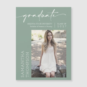 Sage Grönt Minimalist-skript Photo Student Magnet