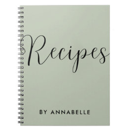 Sage Grönt - minimalistisk enkel recept Bok Anteckningsbok