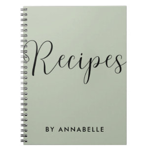 Sage Grönt - minimalistisk enkel recept Bok Anteckningsbok