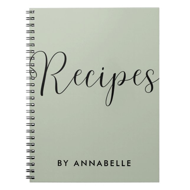 Sage Grönt - minimalistisk enkel recept Bok Anteckningsbok (Framsidan)