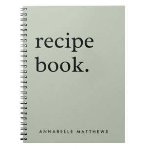 Sage Grönt - minimalistisk enkel recept Bok Anteckningsbok
