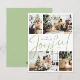 Sage Grönt minimalistisk fyra foto Glatt jul Julkort
