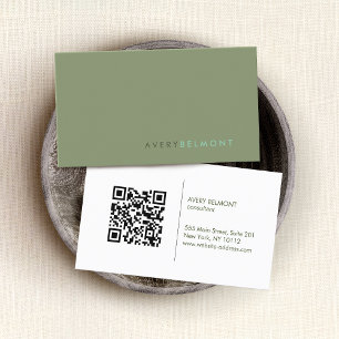 Sage Grönt - minimalistisk Professionell QR-kod Visitkort
