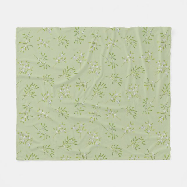Sage Grönt Mistletoe Winter Fleece Blanket (Framsidan (Horisontell))