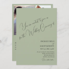 Sage Grönt Modern Anpassningsbar Photo Collage Brö Inbjudningar