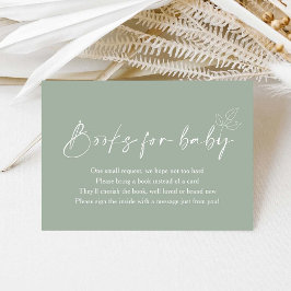 Sage Grönt Modern Baby Shower Bokar för Baby Tilläggskort