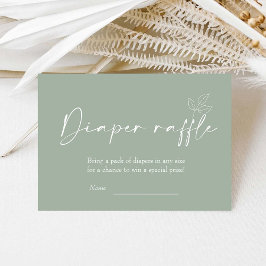 Sage Grönt Modern Baby Shower Diaper Raffle Tilläggskort