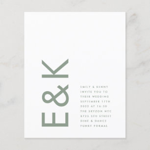 Sage Grönt Modern budget Monogram Bröllop Flygblad