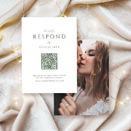 Sage Grönt Modern Classy Luxury QR-kod Bröllop OSA Kort