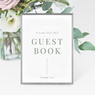 Sage Grönt Modern Elegant bröllop Guestbook-tecken