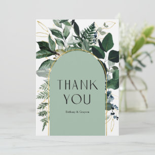 Sage Grönt Modern elegant Greenery foliage bröllop Tack Kort
