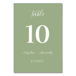 Sage Grönt Modern Elegant - unikt Bröllop Bordsnummer