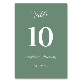 Sage Grönt Modern Elegant - unikt Bröllop Bordsnummer