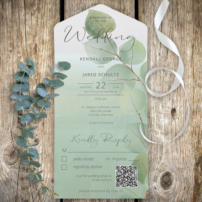 Sage Grönt Modern Eucalyptus QR-kod (Skapare uppladdad)