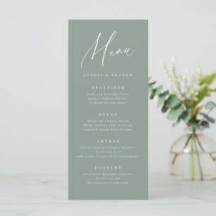 Sage Grönt modern manus minimalist bröllop Meny