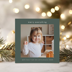 Sage Grönt Modern Merry Allt 2 fotokvadrat Julkort