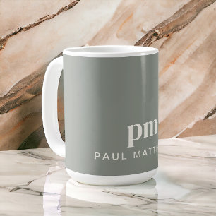 Sage Grönt Modern Minimal Anpassningsbar Monogram  Kaffemugg