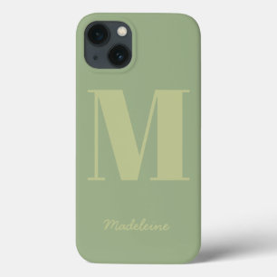 Sage Grönt Modern Minimal Monogram Initial Namn
