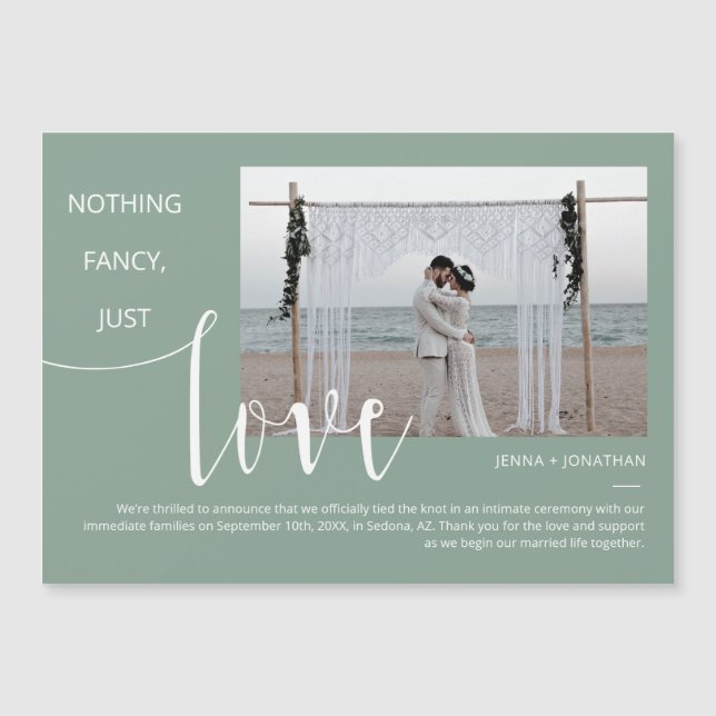 Sage Grönt Modern Minimal skriptfotomagneot Magnetisk Inbjudningskort (Framsida)