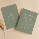 Sage Grönt Modern Minimalist Boho Bröllop Monogram Inbjudningar<br><div class="desc">Sage Grönt Modern Minimalist Boho Bröllop Monogram-inbjudan. Monogram längst bak.</div>
