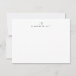 Sage Grönt Modern Minimalist Monogram-Professionel Anteckningskort