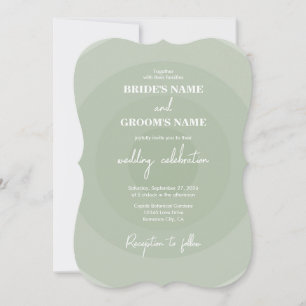 Sage Grönt Modern Monogram Bröllop Inbjudningar