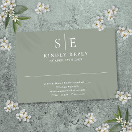 Sage Grönt Modern Monogram Bröllop OSA Kort