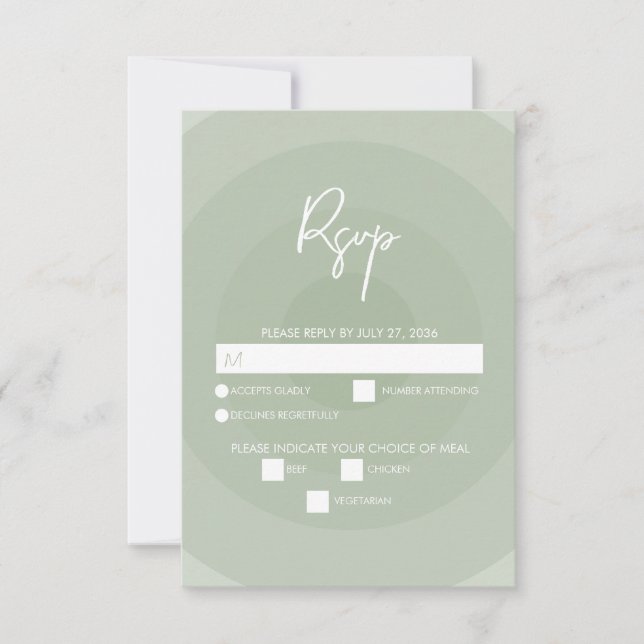 Sage Grönt Modern Monogram Bröllop OSA Kort (Framsida)