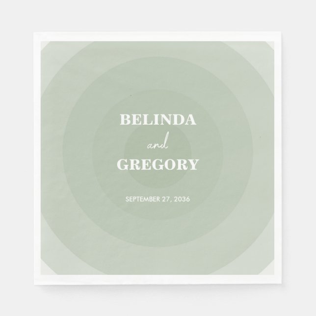 Sage Grönt Modern Monogram Bröllop Pappersservett (Framsidan)