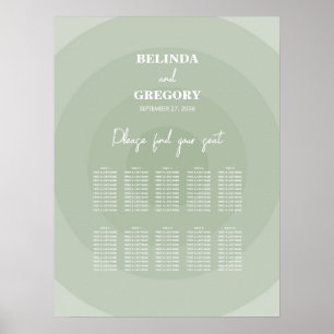 Sage Grönt Modern Monogram Bröllop-sittdiagram Poster