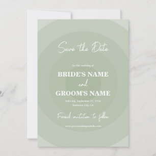 Sage Grönt Modern Monogram Bröllop Spara Datumet