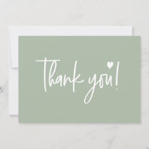 Sage Grönt Modern script Baby Shower Tack Kort