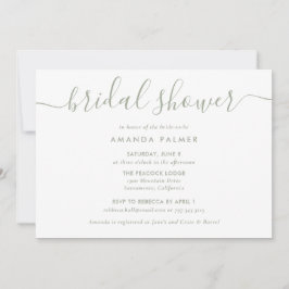 Sage Grönt Modern Script Möhippa Inbjudningar